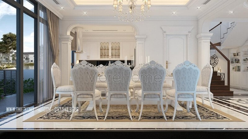 Thiết kế nội thất phòng ăn tân cổ điển